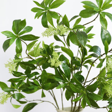  Artificial Green Plant with Faux Leaves and Hanging Clock for Home Decor