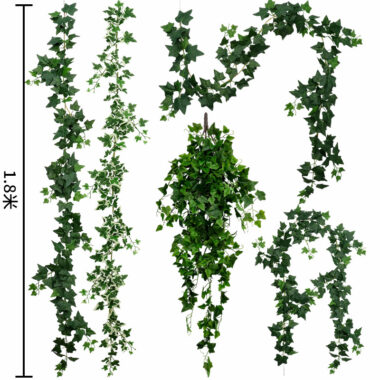 Artificial ivy vines with faux leaves for home and pipe decoration