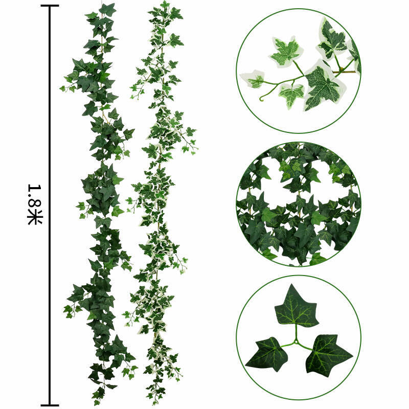 Artificial ivy vines with faux leaves for home and pipe decoration