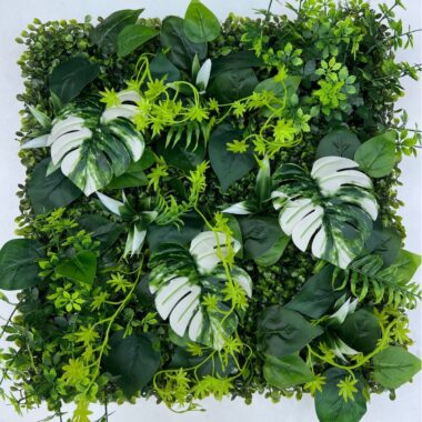 Artificial plants vertical green wall with faux flowers for indoor decor