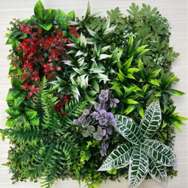 Artificial plants vertical green wall with faux flowers for indoor decor