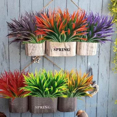 Outdoor Artificial Hanging Spider Plant Bundle with Sword Leaves